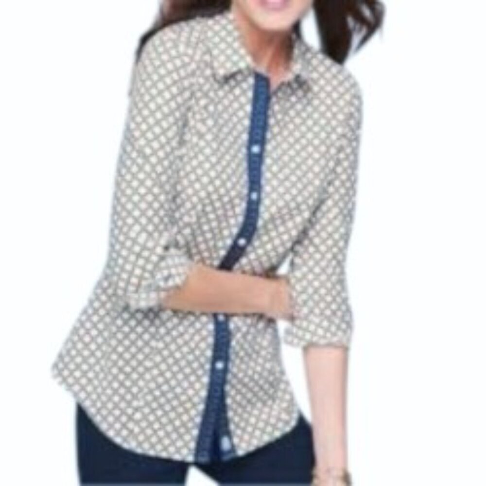 Talbots Chain Link Non-Iron Perfect Button Down S… - image 1